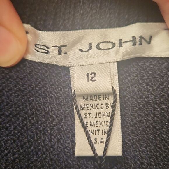 St. John Collection Long Wool Skirt In "Navy" Dark Blue Size 12 NWT - Picture 3 of 6